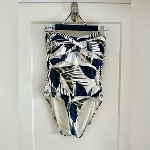 LA BLANCA Tropical Print One Piece Bandeau with removable halter strap SIZE 10